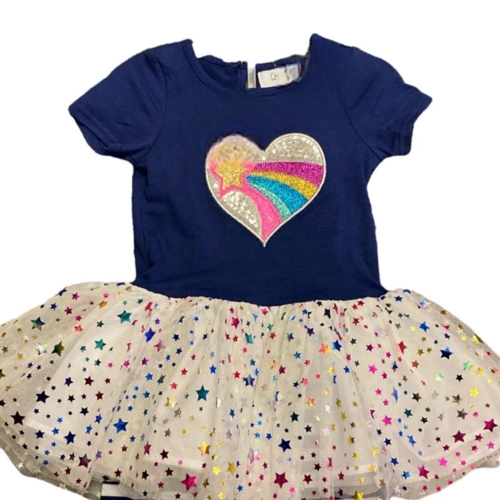 Counting Daisies Sequin Heart Rainbow Tutu dress EUC size 18 months Pit